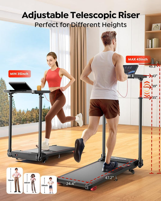 TOPUTURE Walking Pad with Adjustable Handle Bar & 10% Incline for Home Office