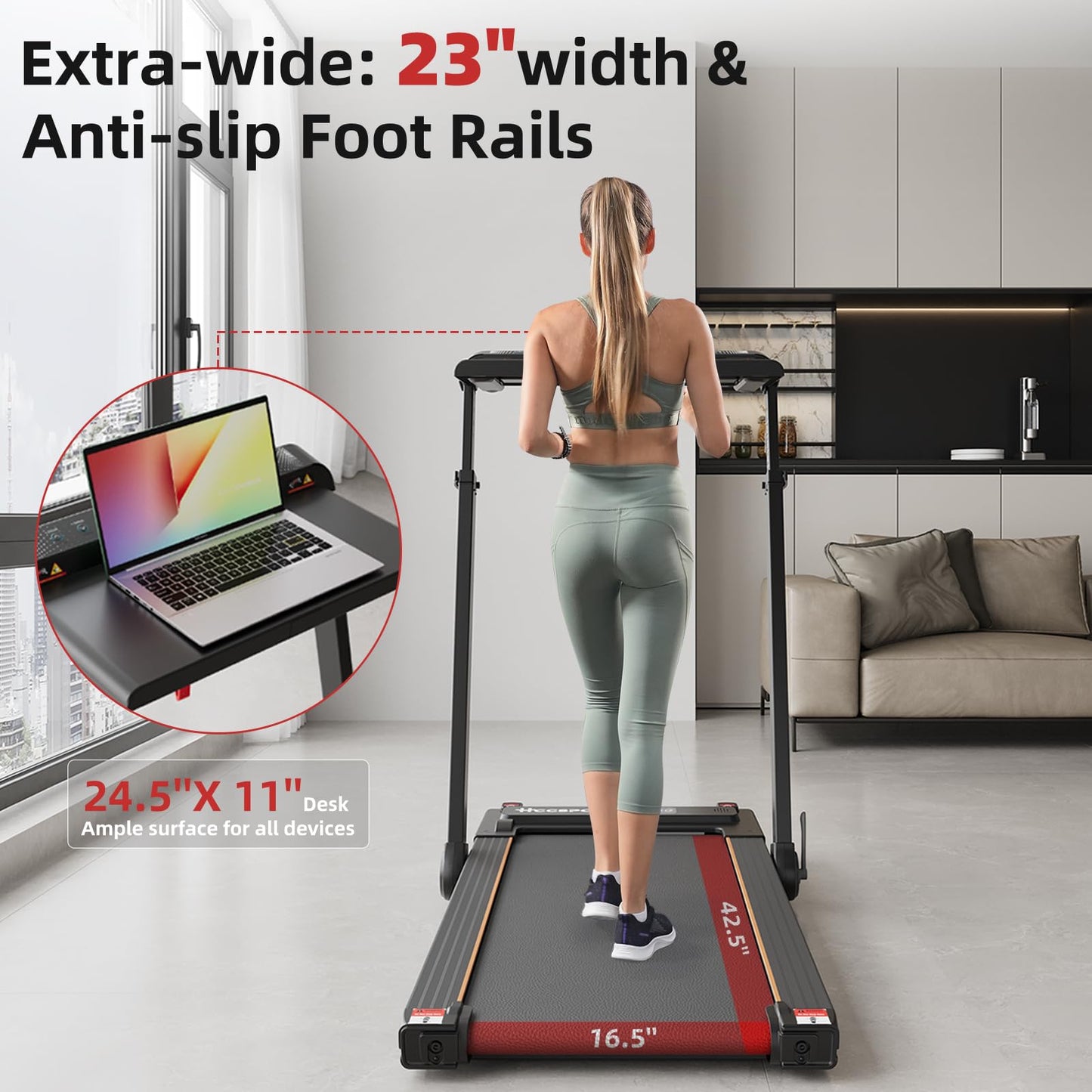 Hccsport 3 in 1 Under Desk Treadmill with Incline & Removable Workstation Desk