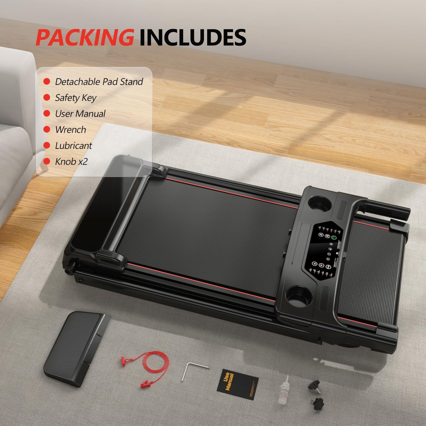 Foldable Walking Pad Treadmill with 15% Auto Incline & 350LBS Capacity