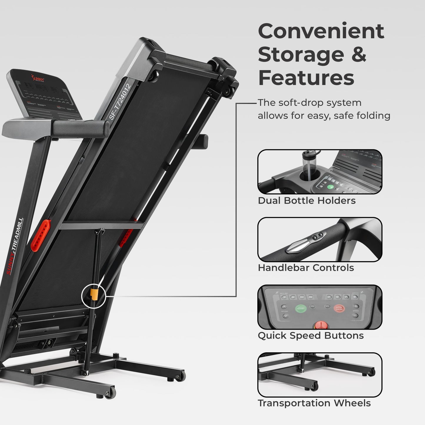 Sunny Health & Fitness Active 400 Foldable Treadmill with Auto Incline & Bluetooth Connectivity
