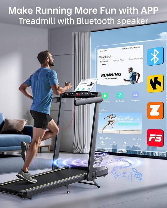 TOPUTURE Walking Pad Treadmill with 12% Incline, Handle Bar & Bluetooth Speaker