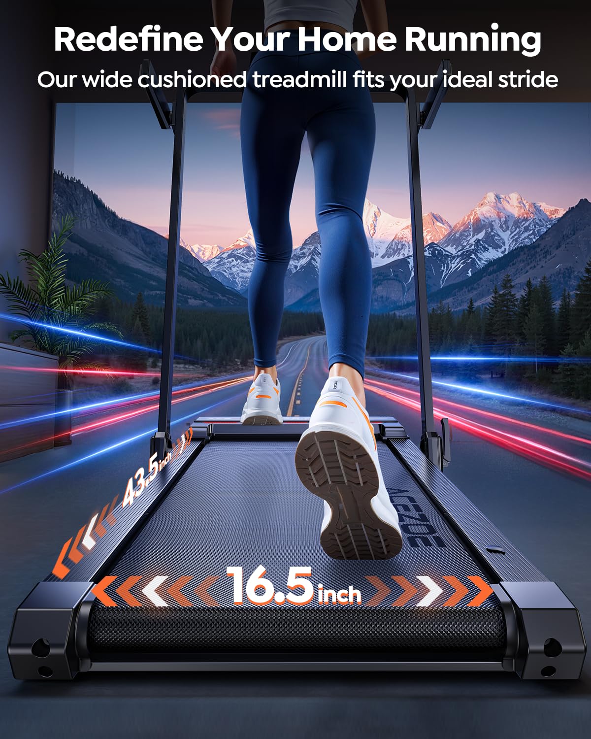 Foldable Walking Pad Treadmill with 15% Incline, Speaker & Remote Control - Red