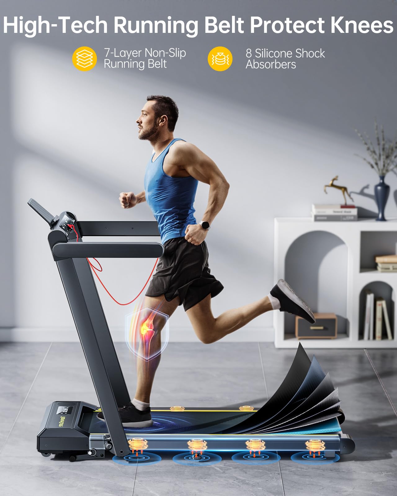 TOPUTURE Walking Pad Treadmill with 12% Incline, Handle Bar & Bluetooth Speaker