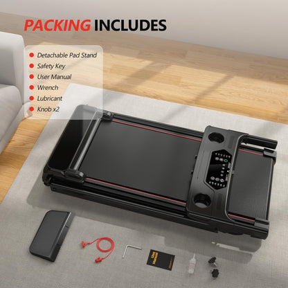 Foldable Walking Pad Treadmill with 15% Auto Incline & 350LBS Capacity
