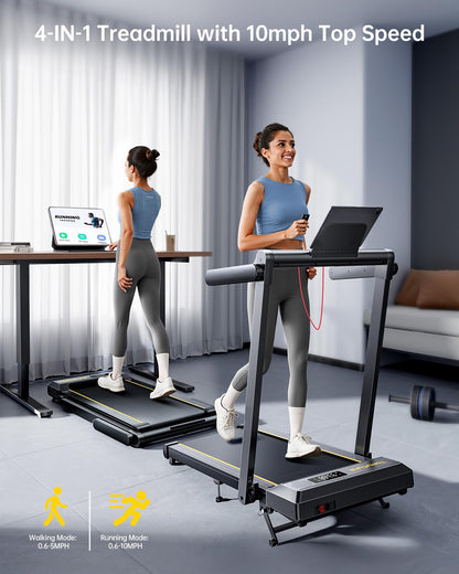 TOPUTURE Walking Pad Treadmill with 12% Incline, Handle Bar & Bluetooth Speaker