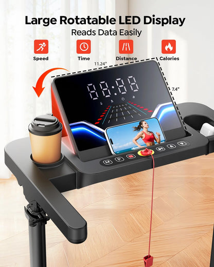 TOPUTURE Walking Pad with Adjustable Handle Bar & 10% Incline for Home Office