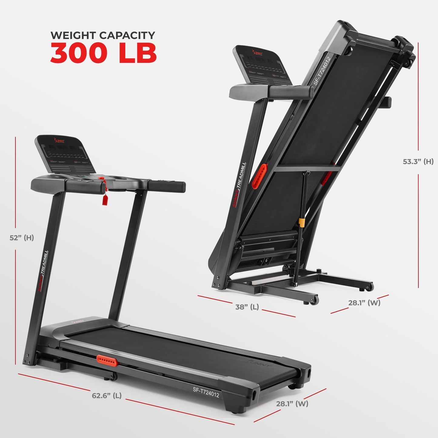 Sunny Health & Fitness Active 400 Foldable Treadmill with Auto Incline & Bluetooth Connectivity