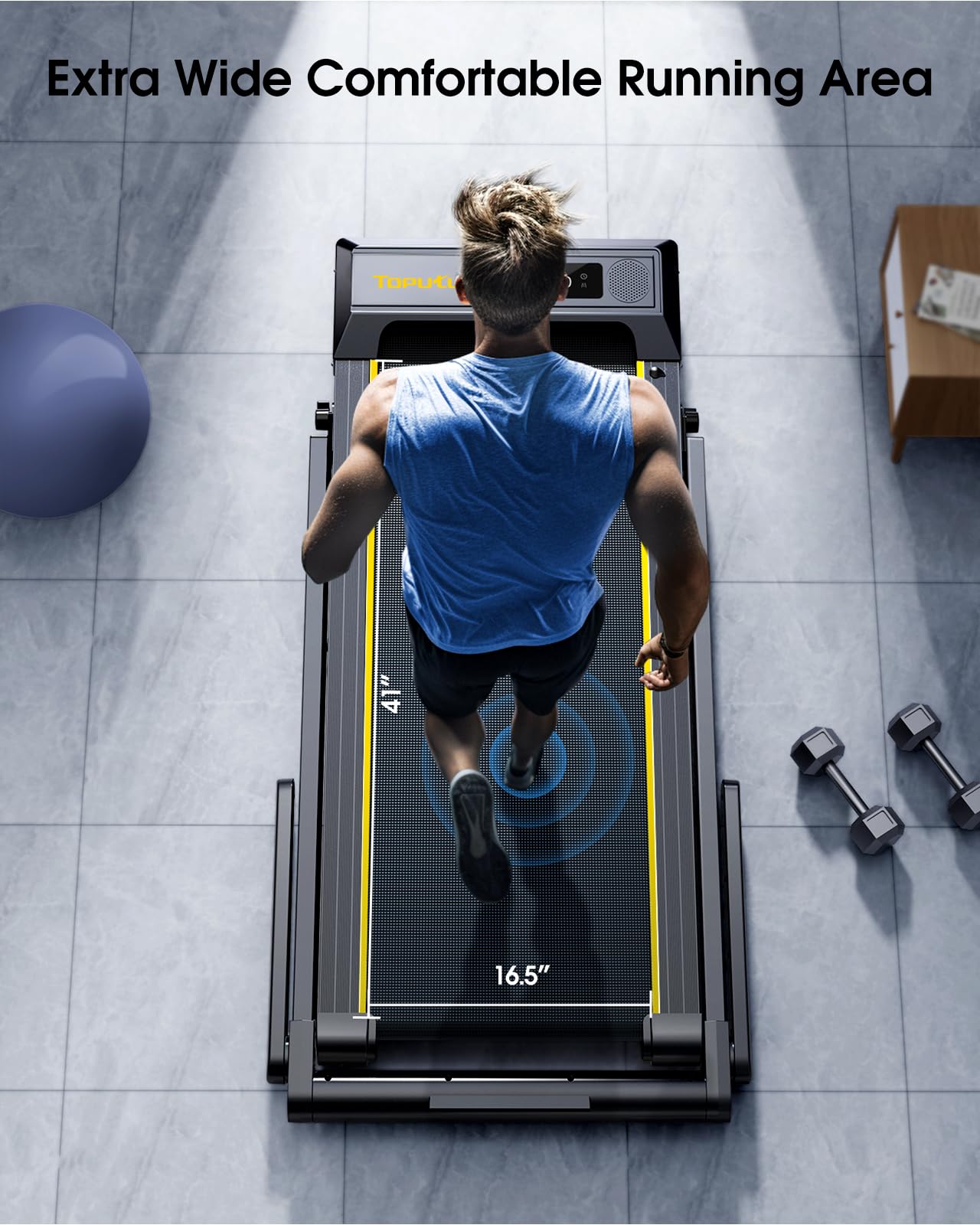TOPUTURE 4 in 1 Folding Walking Pad Treadmill with 12% Incline & Bluetooth Speaker