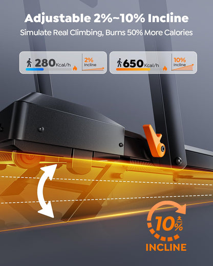 Acezoe Foldable Treadmill with 10% Incline, Bluetooth Speaker & App Control
