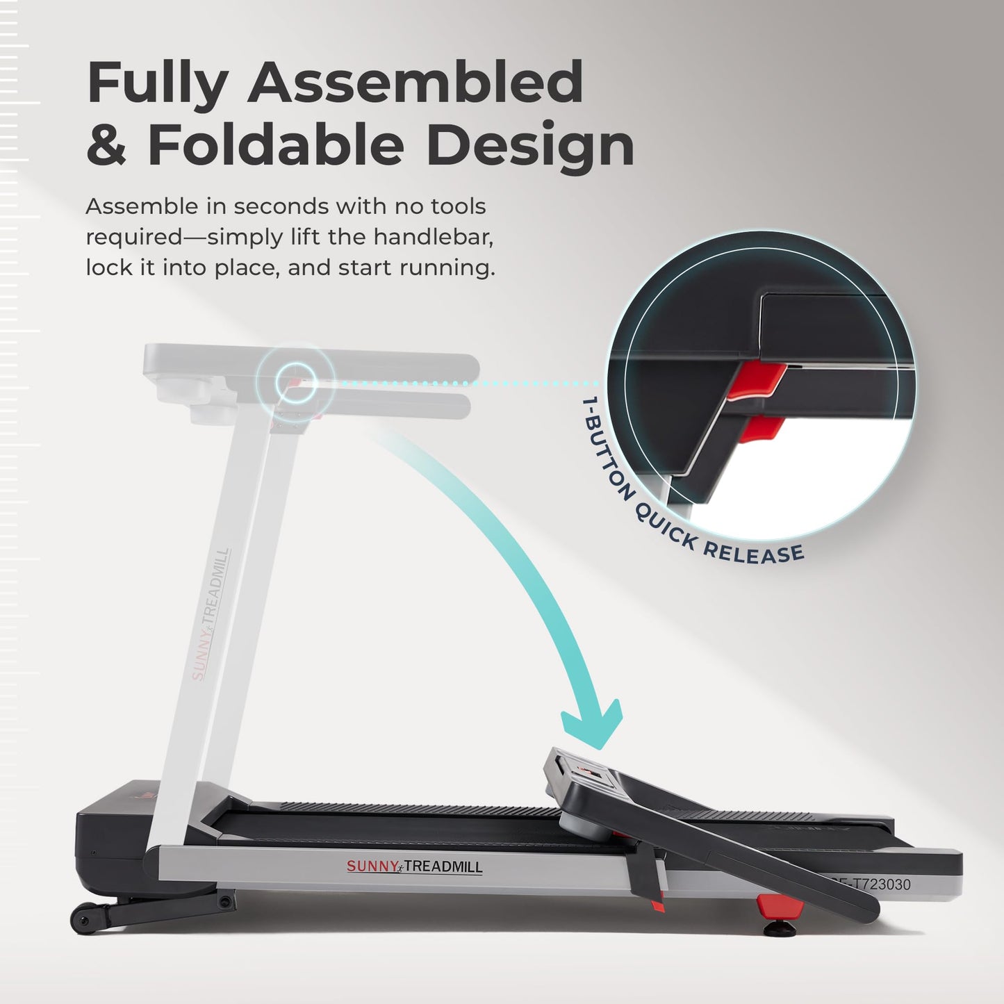 Sunny Health & Fitness Foldable Auto Incline Treadmill with Bluetooth & Wide Belt