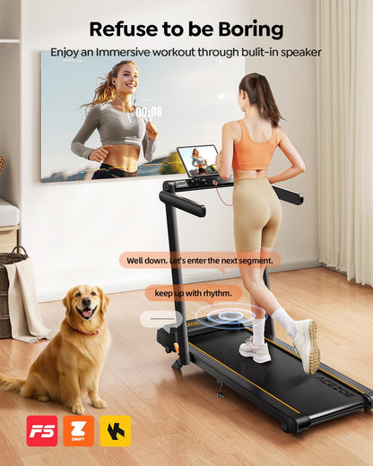 Acezoe Foldable Treadmill with 10% Incline, Bluetooth Speaker & App Control