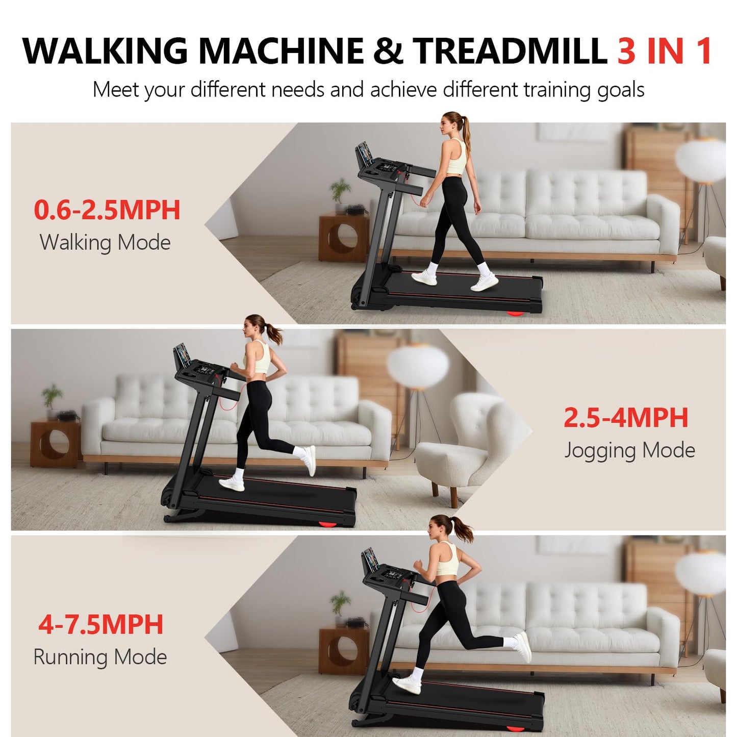 Foldable Walking Pad Treadmill with 15% Auto Incline & 350LBS Capacity