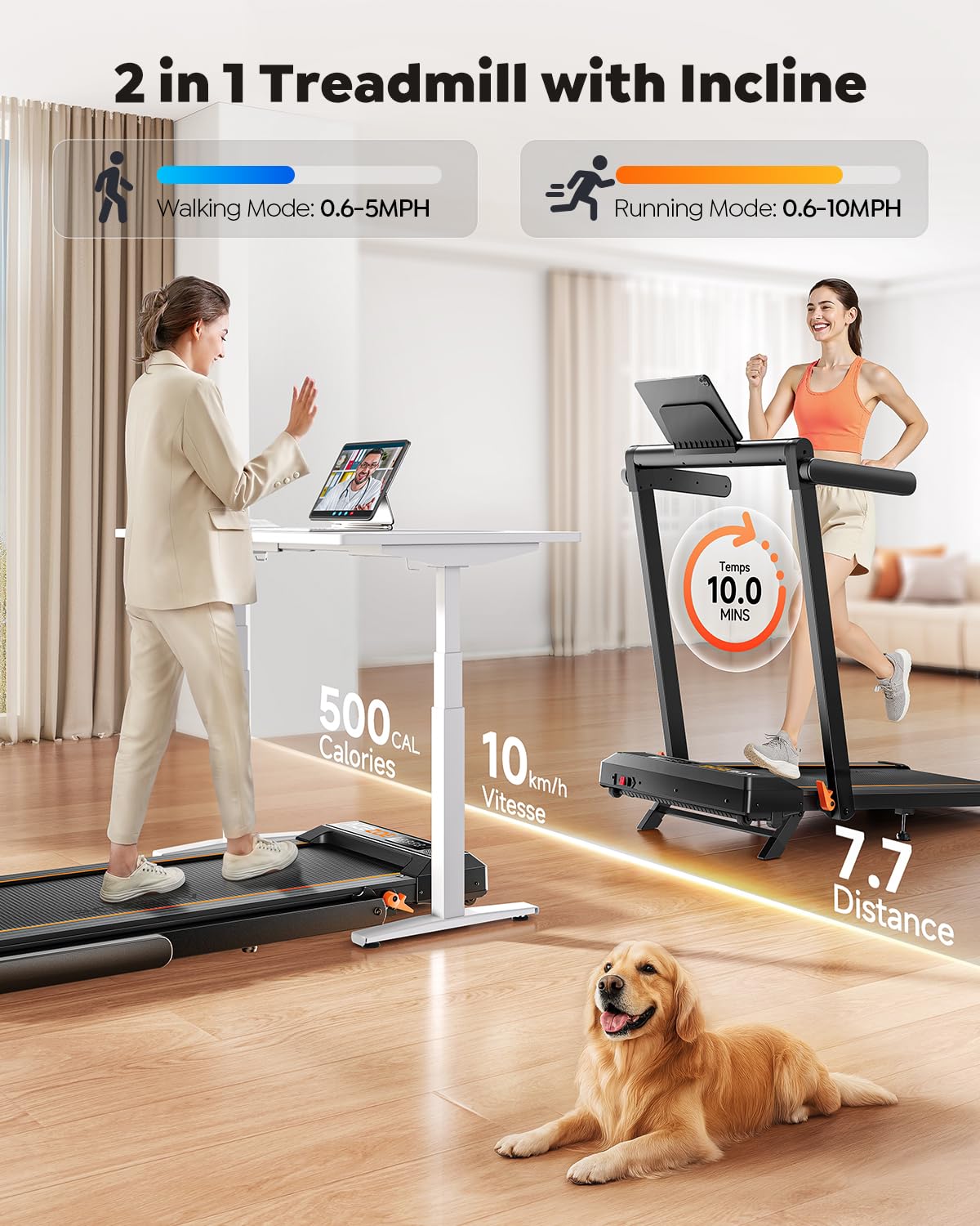 Acezoe Foldable Treadmill with 10% Incline, Bluetooth Speaker & App Control