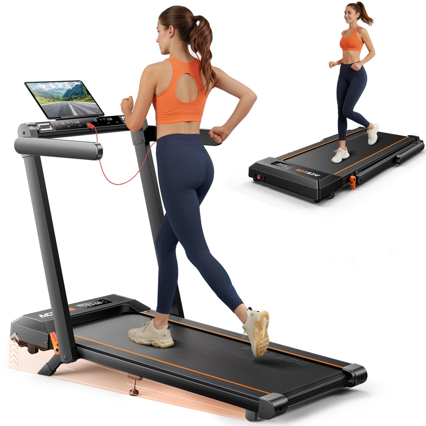 Acezoe Foldable Treadmill with 10% Incline, Bluetooth Speaker & App Control