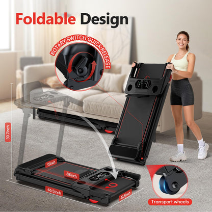 Foldable Walking Pad Treadmill with 15% Auto Incline & 350LBS Capacity