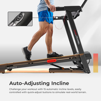 Sunny Health & Fitness Active 400 Foldable Treadmill with Auto Incline & Bluetooth Connectivity