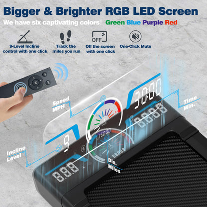 TRAILVIBER Walking Pad Treadmill with 12% Incline, LED Screen & Bluetooth Speaker